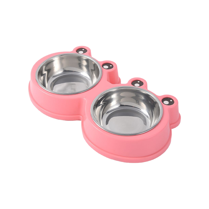 Cuenco pequeño doble para perros de acero inoxidable para comedero de comida y agua para mascotas